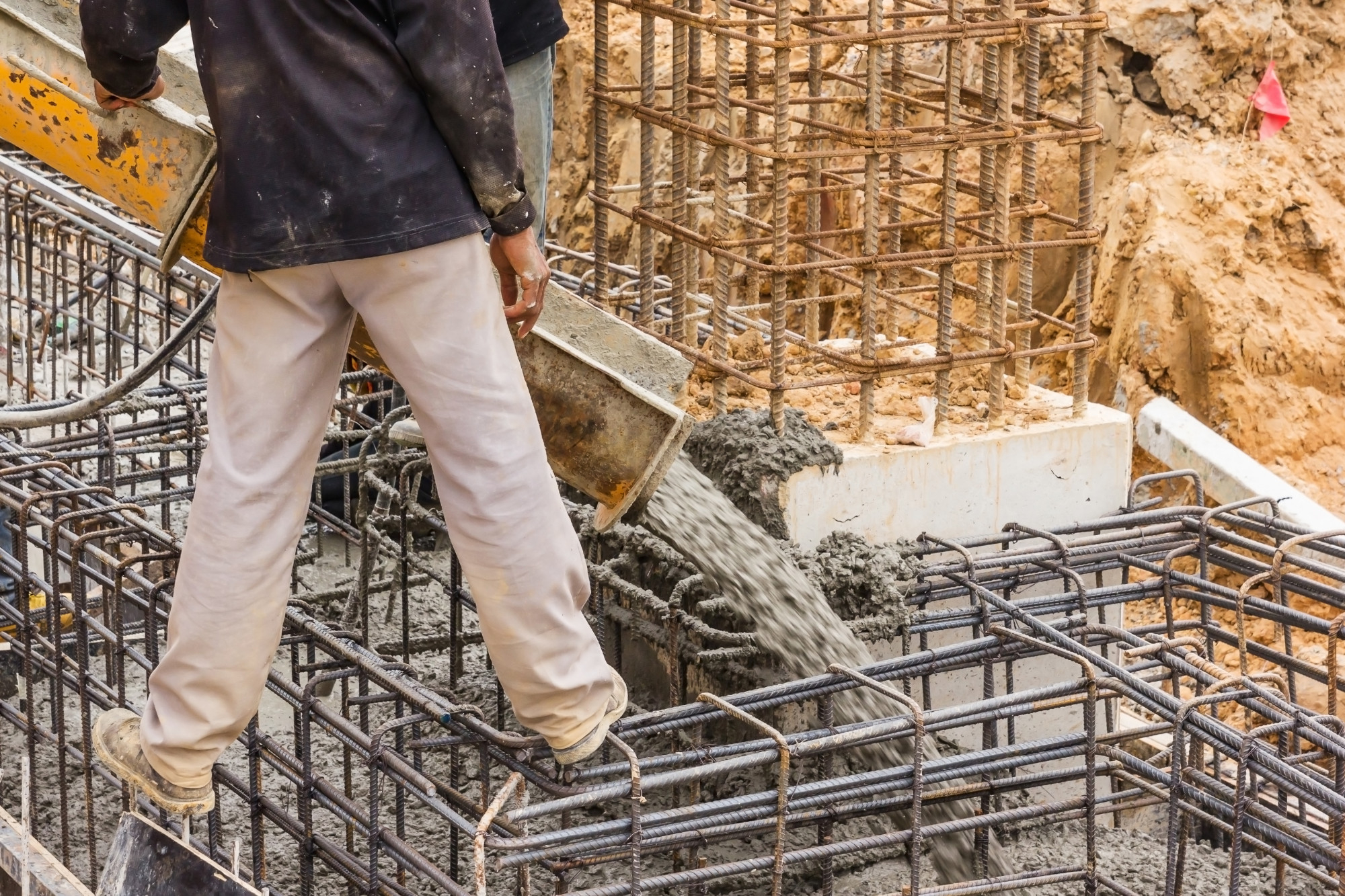 Structural concrete foundation pour with reinforced rebar – Concrete Pro Dallas